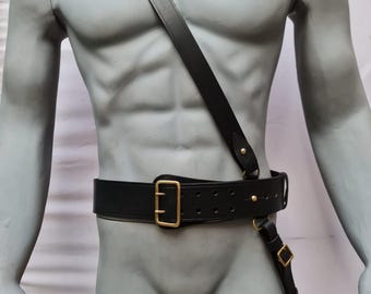 Cintura Sam Browne con tracolla incrociata - Vera pelle British Military