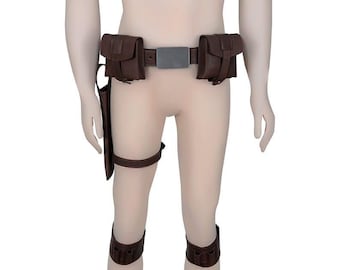 Mandalorian Cosplay Costume Belt: Genuine Leather Holster Set