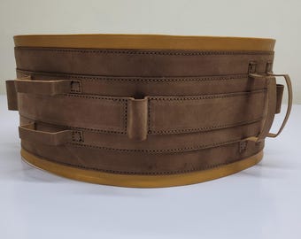 Cinturón de cuero de armero mandaloriano: marrón antiguo, hecho a medida