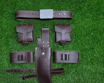 Leather Mandalorian Costume Belt Holster Set - Star Wars Cosplay