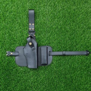 Leather Thigh Holster: Tactical 9mm 1911 Drop Leg Gun holster image 14