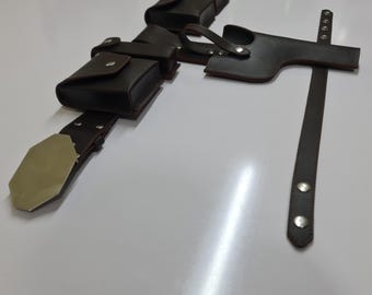 Funda, cinturón y bolsillos de cuero hechos a mano de Luke Skywalker de Bespin, DL-44, de Star Wars, aprobados por la Legión 501.