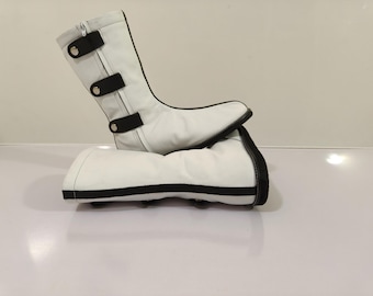 Custom Logo Leather Wrestling Boots: Handmade White Lace-Up Pro Gear