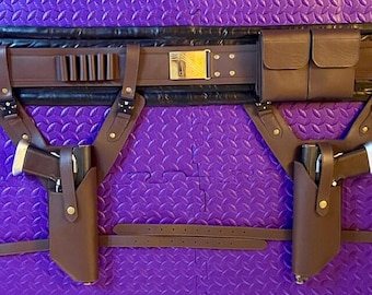 Handmade Axe Woves Mandalorian Leather Belt with Holsters