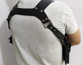 Albert Wesker Inspired Resident Evil Leather Gun Holster – Tactical S.T.A.R.S. Cosplay Harness