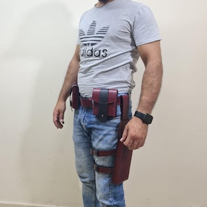 Daredevil  Leather Belt Drop Pouch: Superhero Costume Billy Club Holder