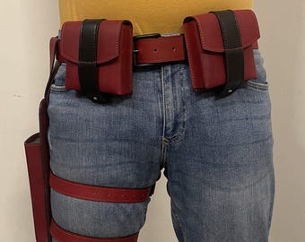 The Daredevil Born Again belt  Leather Daredevil Billy Club Holster: Burgundy Superhero Costume Pouch