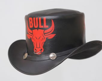 Handmade Cowhide Cowboy Hat: Genuine Leather, Adjustable Strap