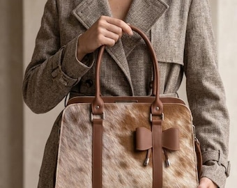 Handmade Hair On Cowhide Leather Tote Bag | Genuine Cowhide Handbag | Western Shoulder Purse