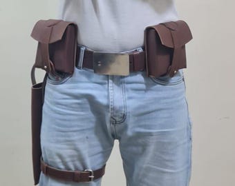 Death Watch Leather Set - Mandalorian Cosplay Armor Belt | Pouches & Straps for Star Wars Costume