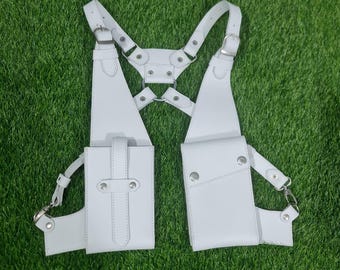 Genuine Leather Shoulder Wallet, Security Money Body Belt - Anti-Theft, Festival Bag, Burning Man Holster, Leather Harness Bag