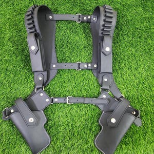 Shoulder Holster For  1911  9mm Double Shoulder Gun Holster, Leather Shoulder Holster Rig, Adjustable Cross Draw Holster, Ammo Loop Harness