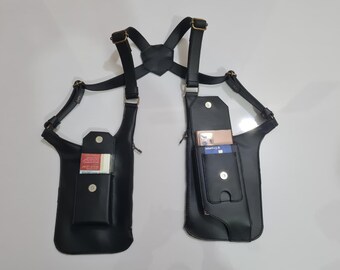 Leather Travel Harness: Festival Shoulder Bag, Mobile Pouch, Cosplay Prop