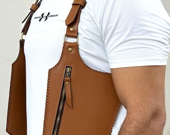 Genuine Leather Holster Bag: Festival Shoulder Bag with Zip Pockets