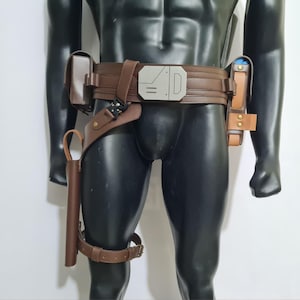 Handmade Axe Woves Mandalorian Costume Belt, Leather Cosplay with Holster