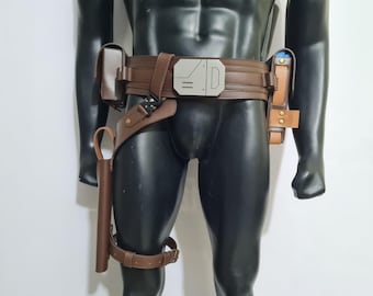 Handgefertigter Axt Woves Mandalorian Kostüm Gürtel, Leder Cosplay mit Holster