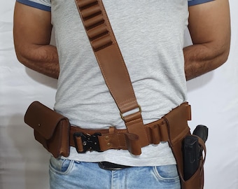Mandalorian Leather Belt Holster, Adult Cosplay Costume Accessory