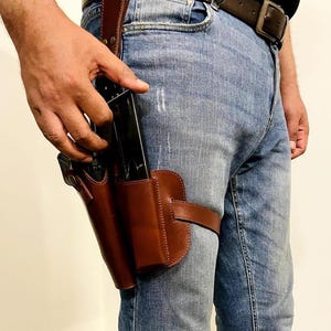 Leather Thigh Holster: Tactical 9mm 1911 Drop Leg Gun holster image 18