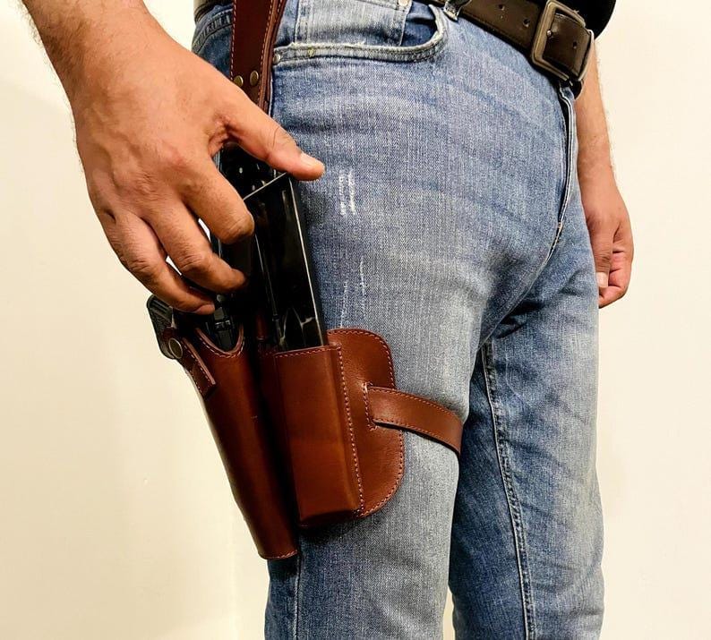 Leather Thigh Holster: Tactical 9mm 1911 Drop Leg Gun holster image 18