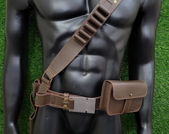Leather Mandalorian Belt Holster: Star Wars Adult Cosplay Costume