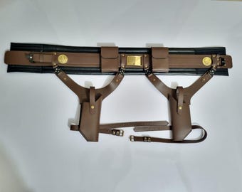 Handmade Axe Woves Mandalorian Leather Belt with Holsters