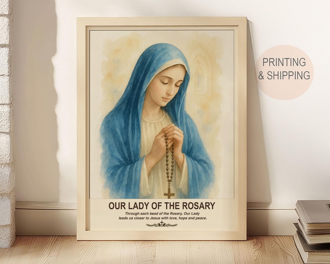 Our Lady of the Rosary Art Print: Catholic Wall Decor - Etsy