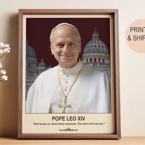 Pope Leo XIV Portrait: Catholic Art Print, Vatican Wall Decor