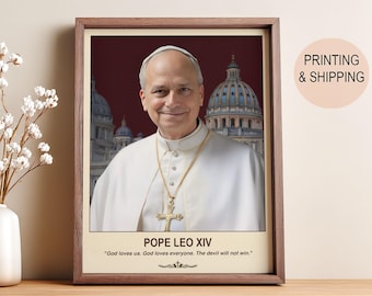 Portrait of Pope Leo XIV, Habemus Papam, Birthday Gifts, Home Decor, Wall Art, Family Gifts, Catholic Art, Sacred Art, Vatican.