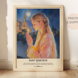 Saint Genevieve Art Print: Catholic Christian Home Decor
