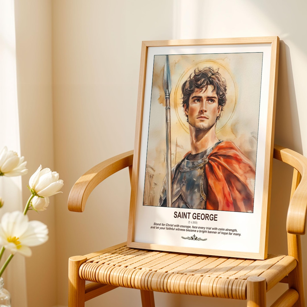 Saint George Wall Art Catholic Print | Christian Warrior Saint ...