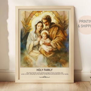 Heilige Familie, Geburtstagsgeschenke, Wandkunst, Familiengeschenke, Katholische Kunst, Christliche Drucke, Heilige Familie Religiöses Dekor, Jesus Mary Joseph Poster.