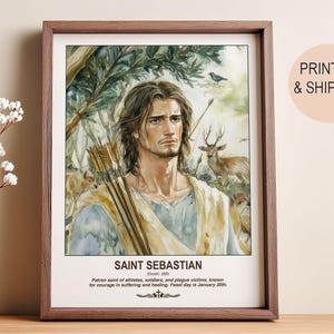 Saint Sebastian, Birthday Gifts, Housewarming Gifts, Wall Art, Catholic Art, Sacred Art, Catholic Images, Saint Sebastian Feast Day Prints.