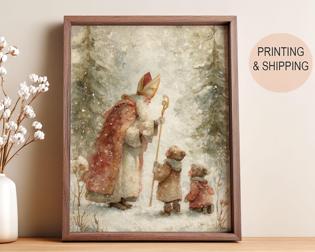 Saint Nicholas Wall Art | Winter Holiday Catholic Print | Christian ...