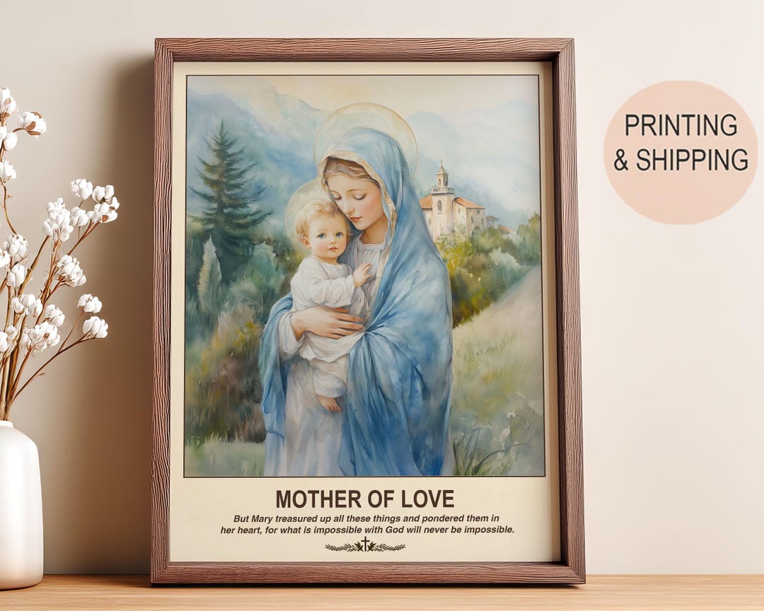Virgin Mary and Child Print | Madonna Infant Jesus Artwork | Catholic ...