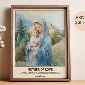 Virgin Mary and Child Print | Madonna  Infant Jesus Artwork | Catholic Christian Wall Art Gift