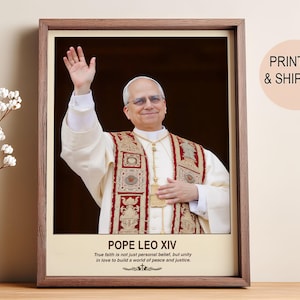 Pope Leo XIV Icon | Catholic Papal Portrait Artwork | Christian Religious Gift