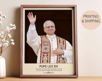 Pope Leo XIV Icon | Catholic Papal Portrait Artwork | Christian Religious Gift