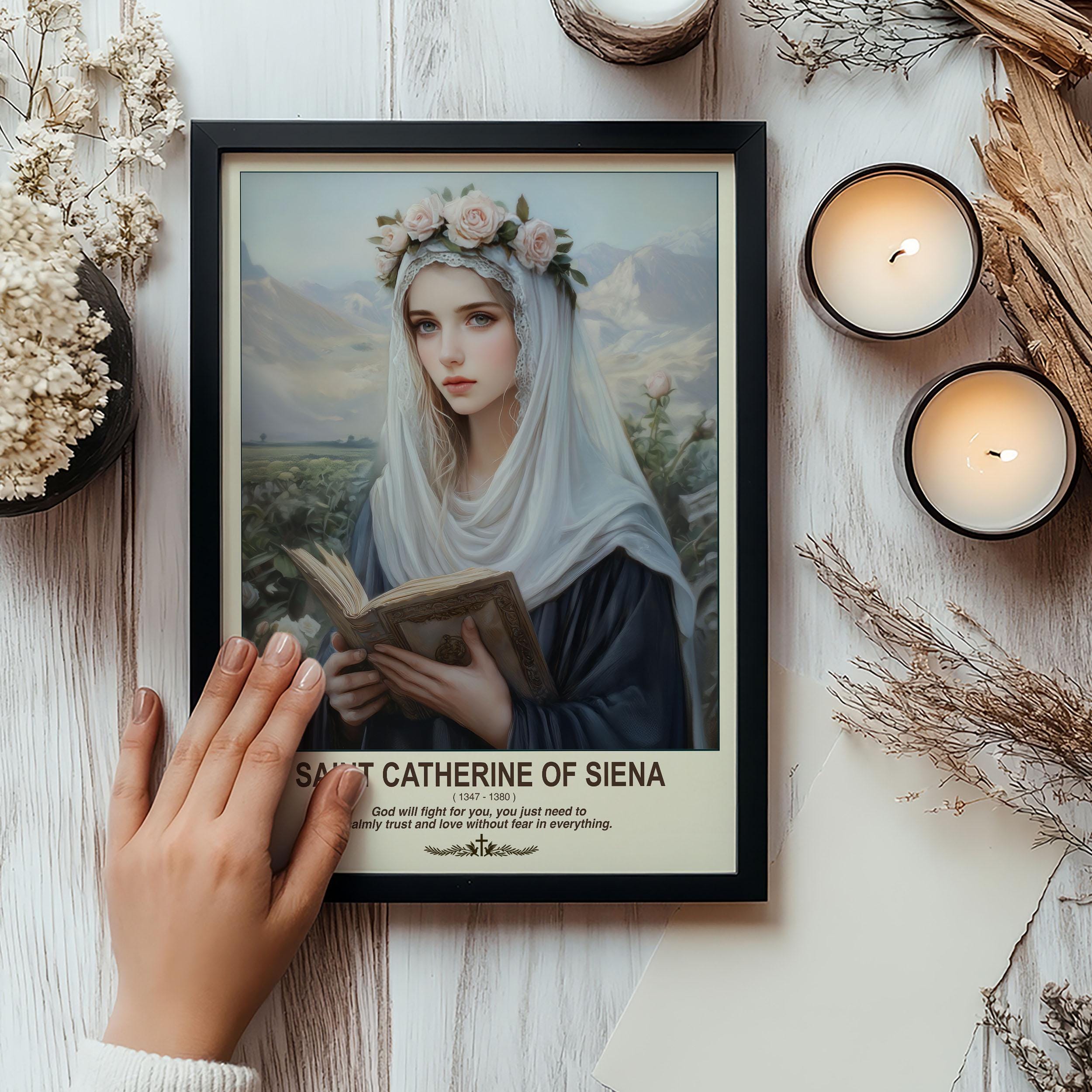 Saint Catherine of Siena Watercolor Portrait: Catholic Wall Art - Etsy