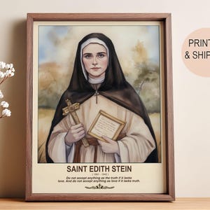 Saint Edith Stein Watercolor Portrait: Catholic Art, Home Gifts