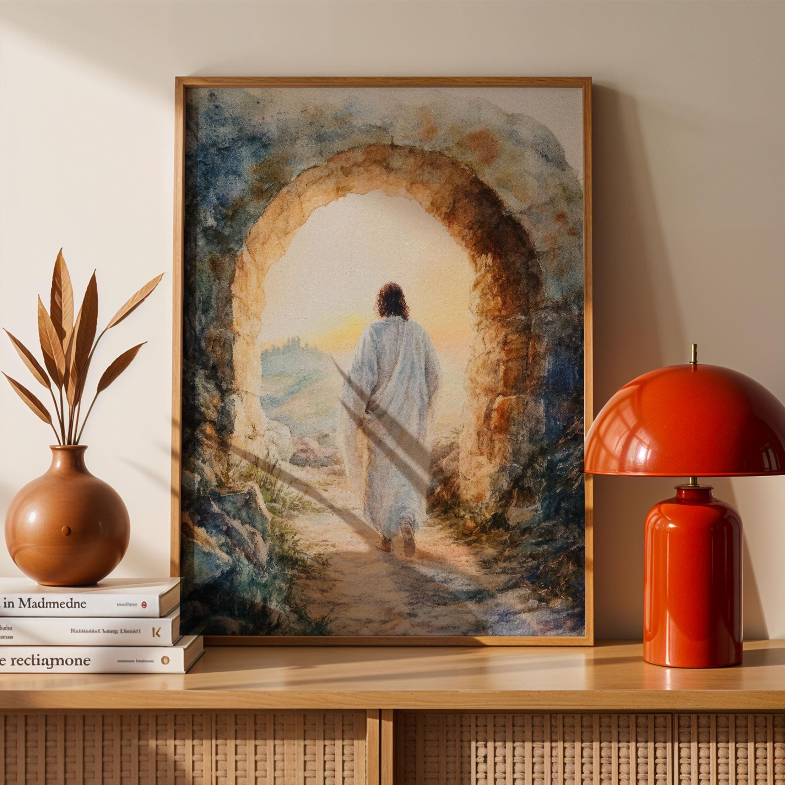 Jesus Resurrection Wall Art | Risen Christ Empty Tomb Easter Painting ...