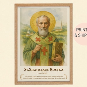 Saint Stanislaus Kostka, Birthday Gifts, Housewarming Gifts, Wall Art, Catholic Art, Sacred Art, Catholic Saint Wall Decor Gifts, sacred art