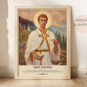 St. Stephen Portrait | Catholic Saint Print | Religious Wall Decor.