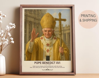 Pope Benedict XVI Watercolor Portrait: Catholic Art, Religious Gift