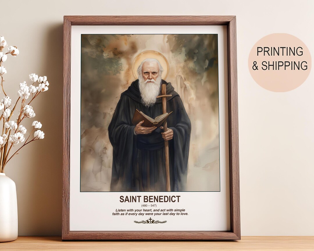 Catholic Saint Benedict Canvas Wall Art | Christian Religious Art ...