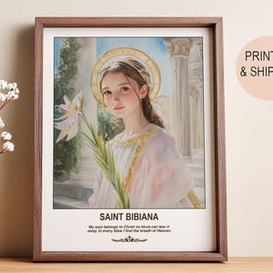 Saint Bibiana Catholic Art - Personalized Gifts for Confirmation and Baptism, Home Decor, Holy Women, Patron Saint.