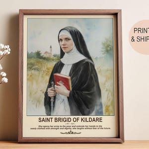 Saint Brigid of Kildare Icon | Patroness of Ireland Artwork | Catholic Christian Gift