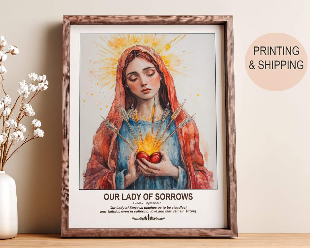 Our Lady of Sorrows Portrait | Catholic Wall Art | Unique Christian ...