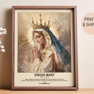 Virgin Mary Art | Catholic Faith Inspired Print | Christian Gifts for Home or Ceremony