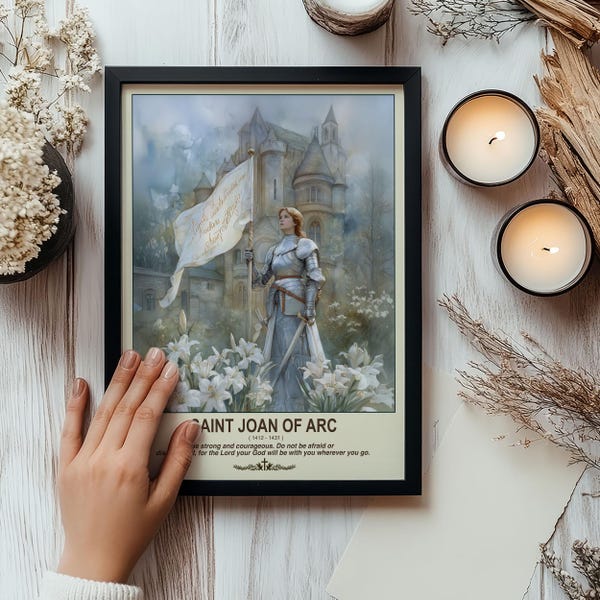 Icono de Santa Juana de Arco / Patrona de los Soldados y Francia / Regalo religioso católico.