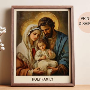 Jesus Mary Joseph Malerei, Wandkunst, Familien Geschenke, Katholische Kunst, Musterfamilie, Heilige Familie, Heilige Kunst, Heilige Familie Wandkunst, Familienliebe.